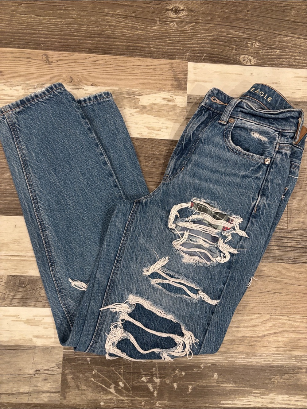 American Eagle Outfitters Distressed Blue Boyfriend Jeans